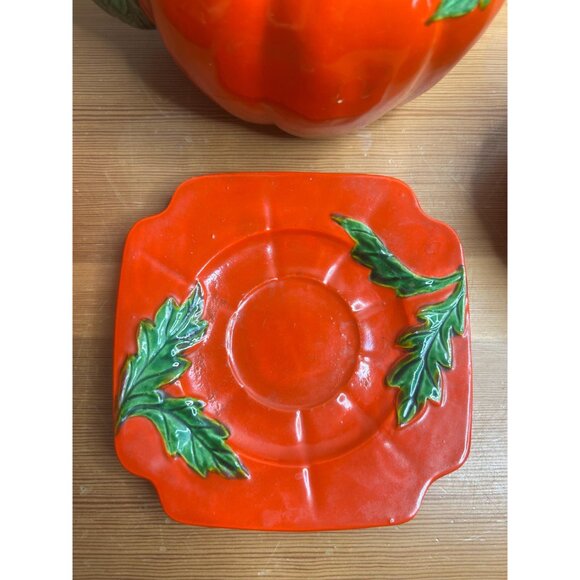 Vintage tea set ceramic tomatoe maruhon tea pot, sugar bowls and plate - Picture 2 of 8